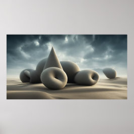 Surreal Moderne geometrische Formen in der Wüste Poster