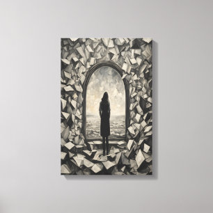 Surreal monochrome schwebende Papiere Wandkunst Le Leinwanddruck