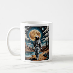 Surreal Moon Astronaut Landschaft T Shirt Kaffeetasse