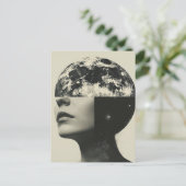Surreal Moon Person Abstrakt Collage Postkarte (Stehend Vorderseite)