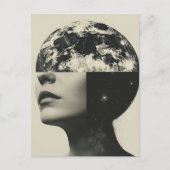 Surreal Moon Person Abstrakt Collage Postkarte (Vorderseite)