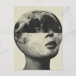 Surreal Moon Person Collage Postkarte