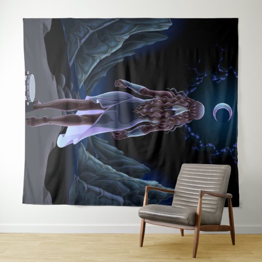 Surreal Moonlight Girl Wandteppich (Beispiel (Horizontal))