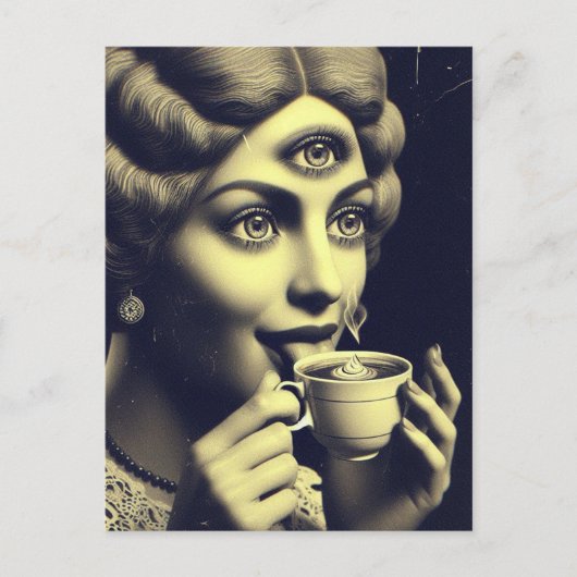 Surreal Morgenkaffee Postkarte (Vorderseite)