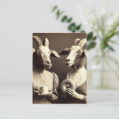 Surreal Morgenkaffee und Bagel Goat Women Postkarte (Stehend Vorderseite)