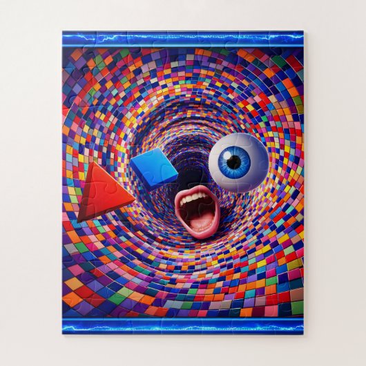 Surreal, mosaic vortex, trippy eye and mouth puzzle (Vertikal)