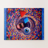 Surreal, mosaic vortex, trippy eye and mouth puzzle (Horizontal)