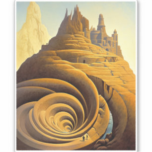 Surreal Mountain City Fantasy Art Aufkleber