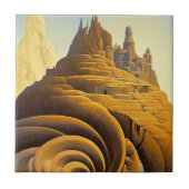 Surreal Mountain City Fantasy Art Fliese (Vorderseite)