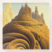 Surreal Mountain City Fantasy Art Glasuntersetzer (Vorderseite)