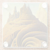Surreal Mountain City Fantasy Art Glasuntersetzer (Rückseite)