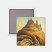 Surreal Mountain City Fantasy Art Magnet (Vorderseite/Rückseite)