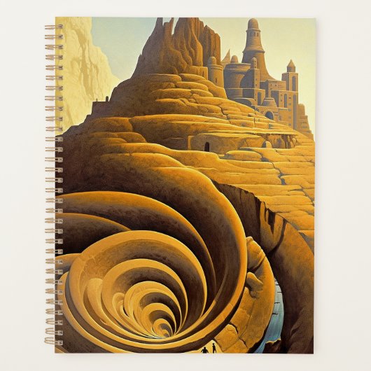 Surreal Mountain City Fantasy Art Planer (Vorderseite)