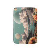 Surreal Mountain Landscape with Planets and Clouds Badematte (Vorderseite Vertikal)