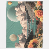Surreal Mountain Landscape with Planets and Clouds Fleecedecke (Vorderseite)