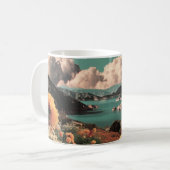 Surreal Mountain Landscape with Planets and Clouds Kaffeetasse (Vorderseite Links)