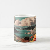 Surreal Mountain Landscape with Planets and Clouds Kaffeetasse (Mittel)