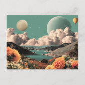 Surreal Mountain Landscape with Planets and Clouds Postkarte (Vorderseite)