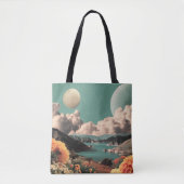 Surreal Mountain Landscape with Planets and Clouds Tasche (Vorderseite)