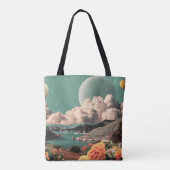 Surreal Mountain Landscape with Planets and Clouds Tasche (Rückseite)