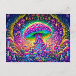 Surreal Mushroom Dream Psychedelic Colors in Fanta Postkarte