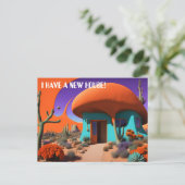 Surreal Mushroom House Neue Adresse Postkarte (Stehend Vorderseite)