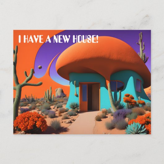 Surreal Mushroom House Neue Adresse Postkarte (Vorderseite)