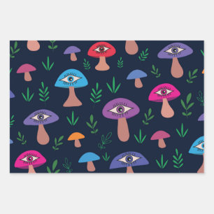 Surreal Mushroom Muster mit Augenmuster Geschenkpapier Set