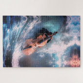 Surreal Music Man spielt Cello in Ocean Waves Puzzle (Horizontal)