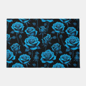Surreal Neon Blue Roses Fußmatte (Vorderseite)