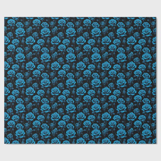 Surreal Neon Blue Roses Geschenkpapier (Flach)