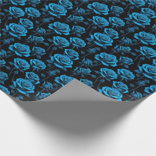 Surreal Neon Blue Roses Geschenkpapier (Ecke)