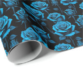 Surreal Neon Blue Roses Geschenkpapier (Rolleneckpunkt)