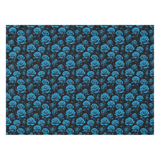 Surreal Neon Blue Roses Tischdecke (Vorderseite (Horizontal))