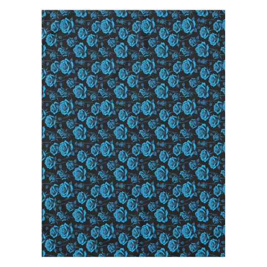 Surreal Neon Blue Roses Tischdecke (Vorderseite)