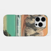 Surreal Ocean and Mountain Landscape with Waves iPhone Hülle (Rückseite (Horizontal))