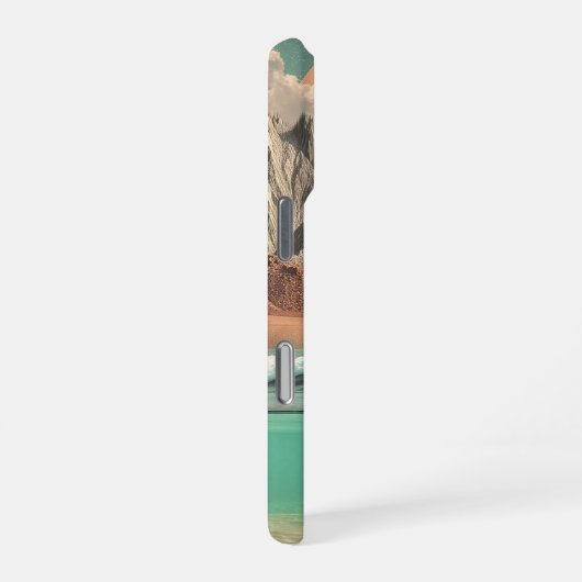 Surreal Ocean and Mountain Landscape with Waves iPhone Hülle (Rechte Seite)