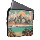 Surreal Ocean and Mountain Landscape with Waves Laptopschutzhülle (Vorne Rechts)