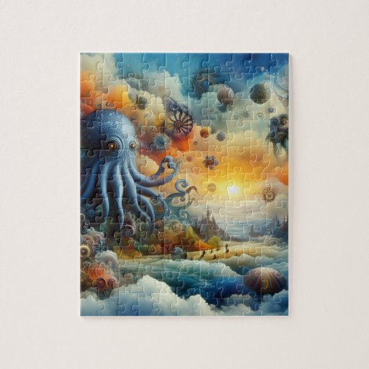 Surreal octopus and underwater scene puzzle (Vertikal)