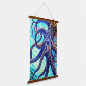 Surreal Octopus Blue Ocean Wave Impressionismus Wandteppich Mit Holzrahmen (Gewinkelt)