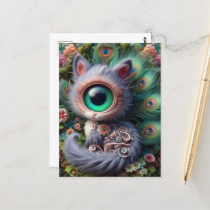 Surreal One Mit Augen Gray Kitty Postkarte