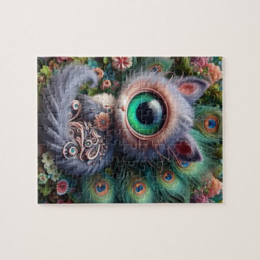 Surreal One Mit Augen Gray Kitty Puzzle (Horizontal)