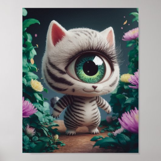 Surreal One Mit Augen Zebra Kitty Poster (Vorne)