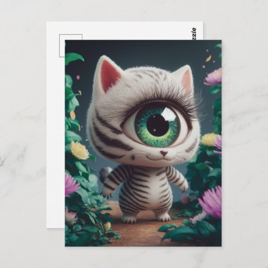 Surreal One Mit Augen Zebra Kitty Postkarte (Vorne/Hinten)