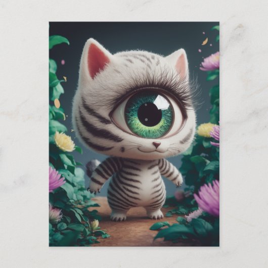 Surreal One Mit Augen Zebra Kitty Postkarte (Vorderseite)