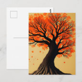 Surreal Orange Autumn Tree Postkarte (Vorne/Hinten)