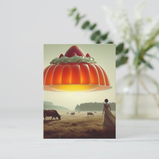 Surreal Orange Sweet Leckerei in der Milchweide Postkarte (Stehend Vorderseite)