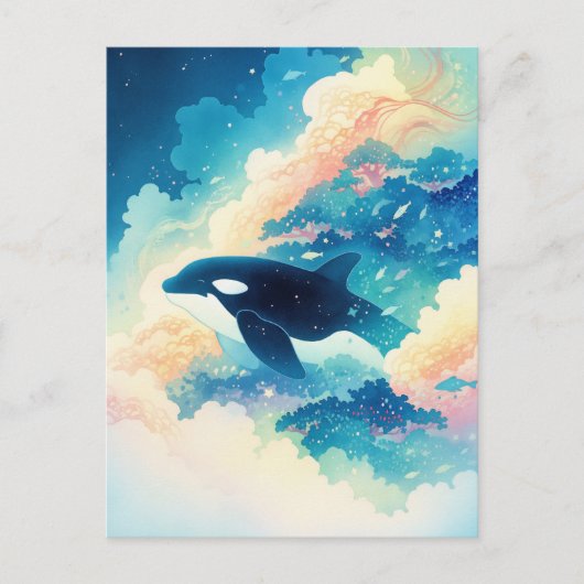Surreal Orca Whale Cloud Forest Postkarte (Vorderseite)