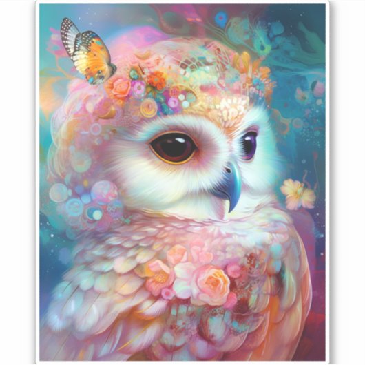 Surreal Owl Fantasy Art Aufkleber (Vorderseite)