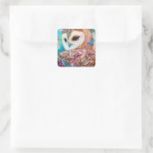 Surreal Owl Fantasy Art Quadratischer Aufkleber (Tasche)